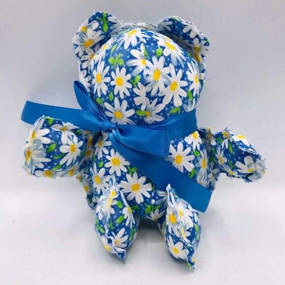Handmade Mini Bears, Shelf Decor or Bowl Fillers Bright Blue Daisy 7.5 Inches - Picture 5 of 9